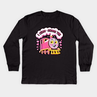 I Choo-Choose You: Adorable Pink Train Valentine's Day Kids Long Sleeve T-Shirt